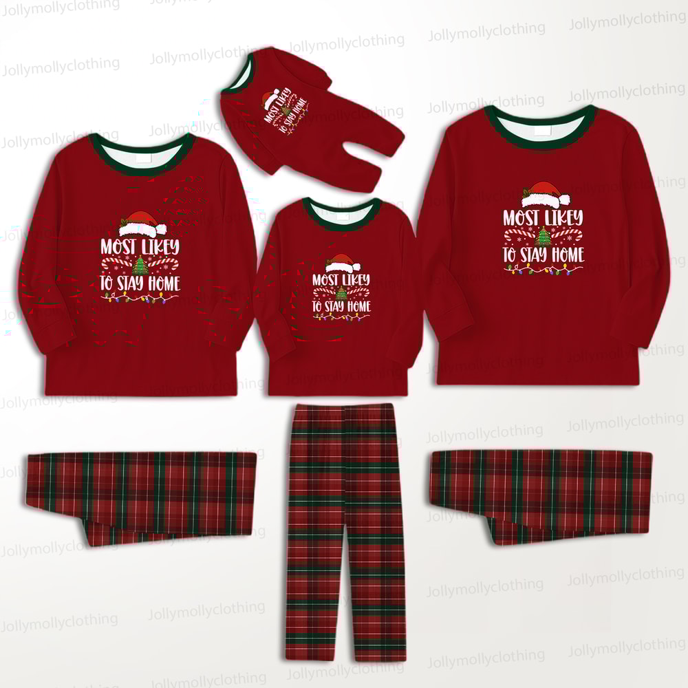 Funny Christmas Quote Red Matching Pajama Set for Family & Pets