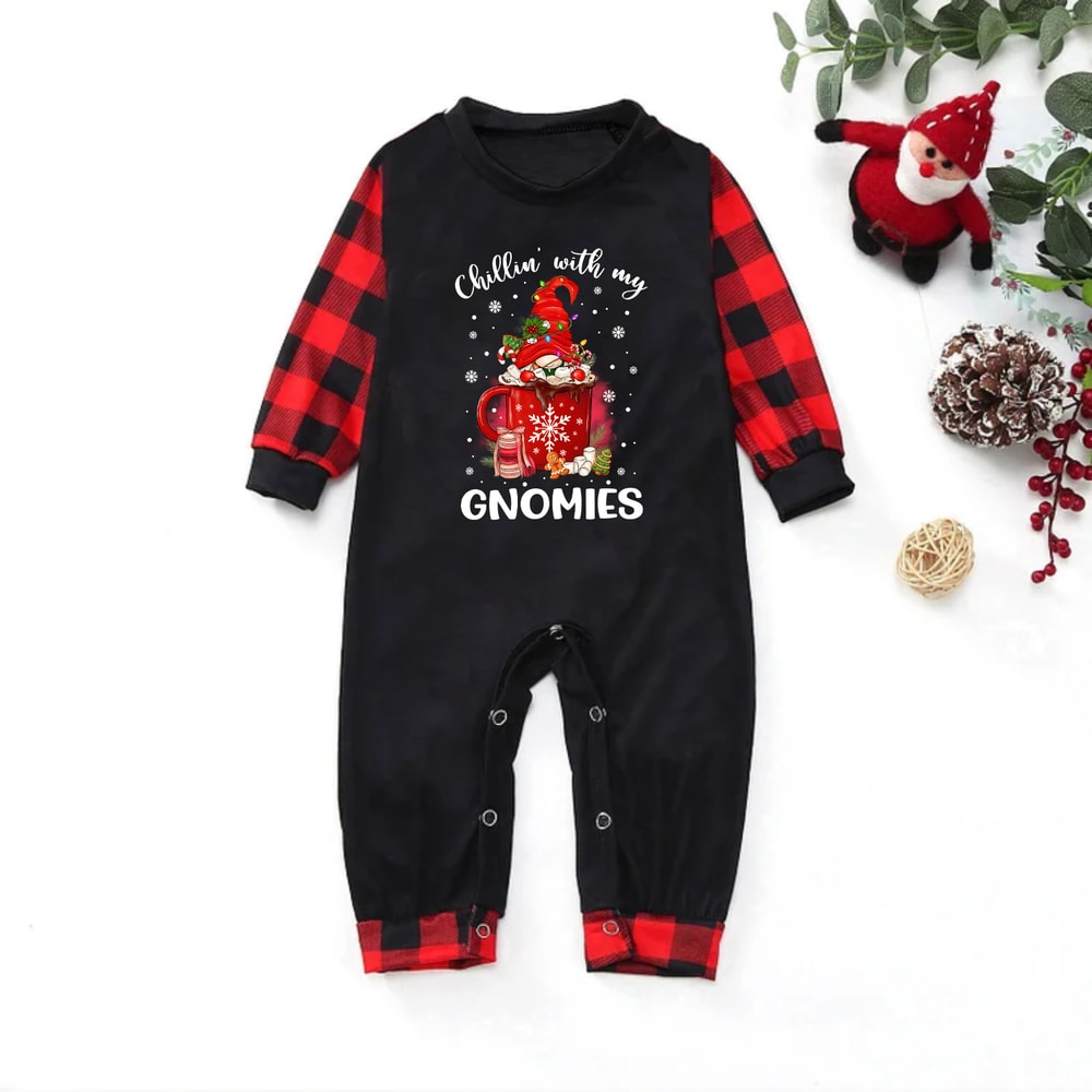 Chillin With My Gnomies Hot Cocoa Christmas Family Matching Pajamas