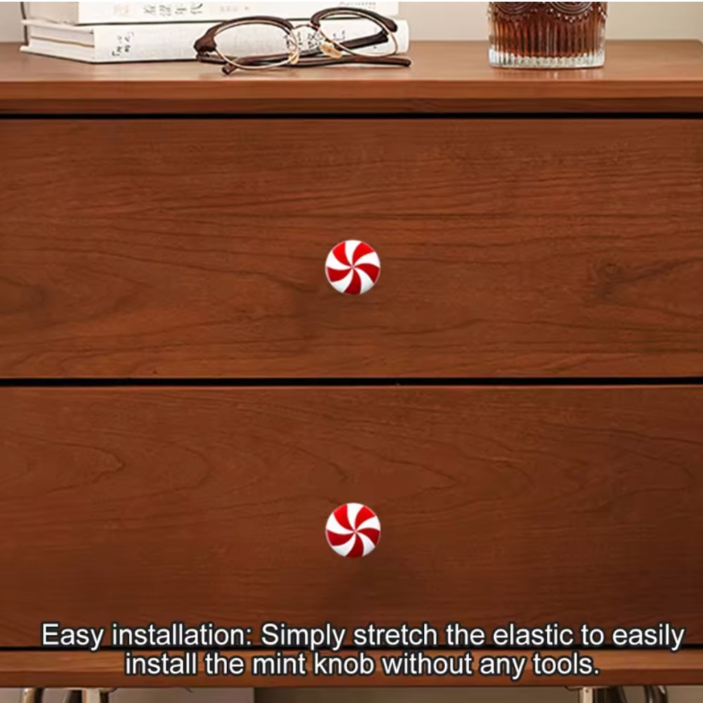 Festive Peppermint Candy Cabinet Knobs 10pcs 