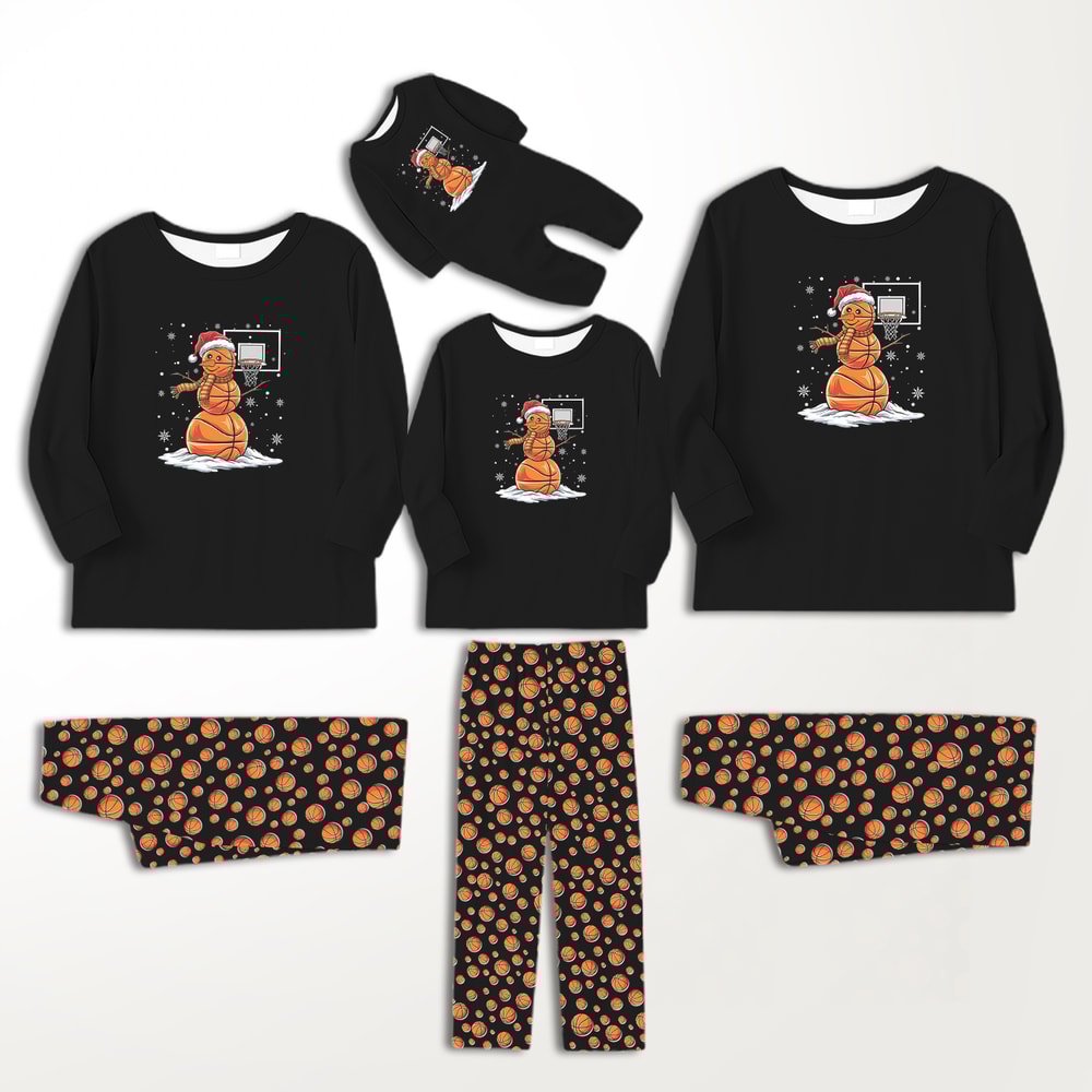 Snowman Basketball Family Matching Holiday Pajamas Christmas Set