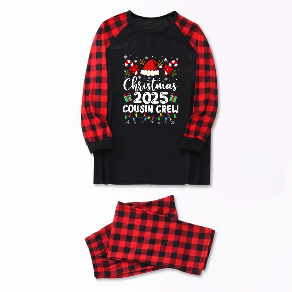 Cousin Crew Christmas PJs for Family and Pet Black & Red Plaid