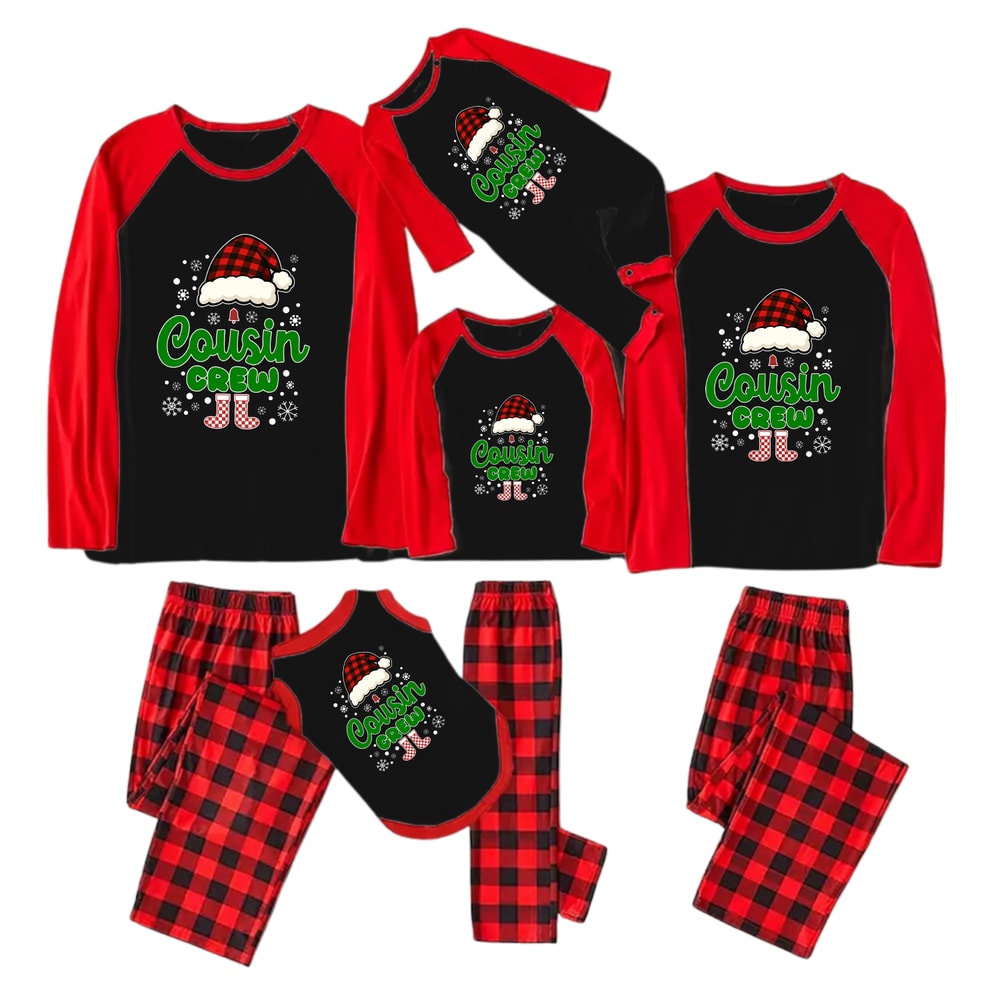 Cousin Crew Red Plaid Family Christmas Pajamas Matching Holiday Outfits