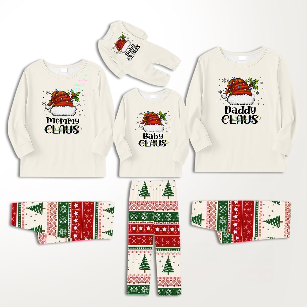 Custom Family Matching Christmas Sleepwear with Personalized Claus Prints