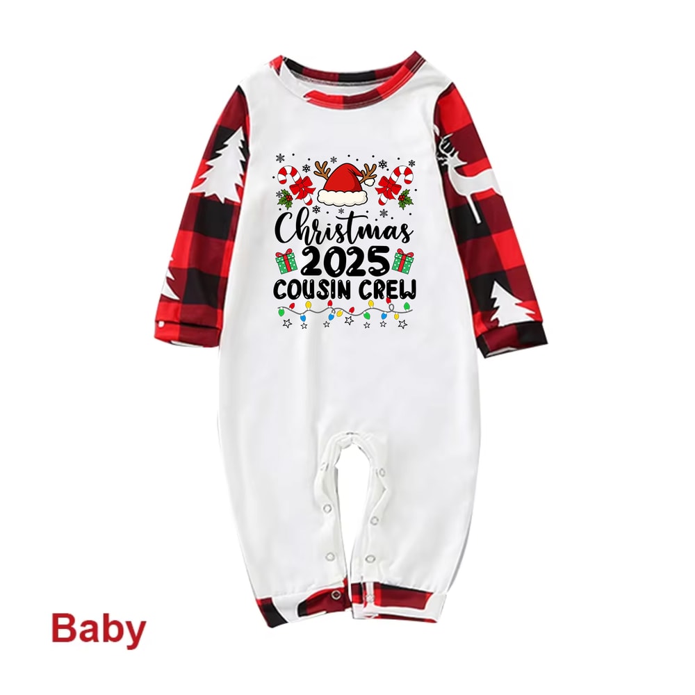 Family Matching Christmas Pajamas 2025 Red Plaid Reindeer Cousin Crew Set