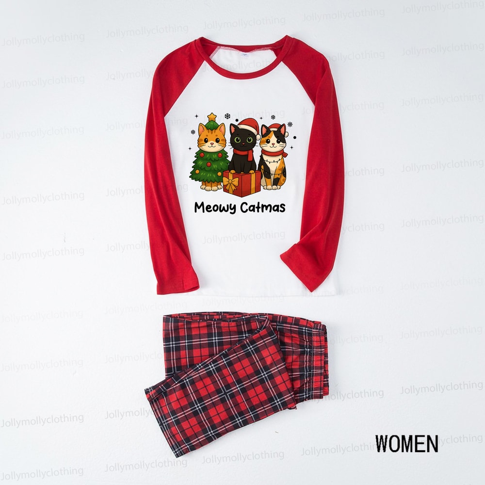 Meowy Catmas Christmas Cat Squad Matching Family Pajama Set