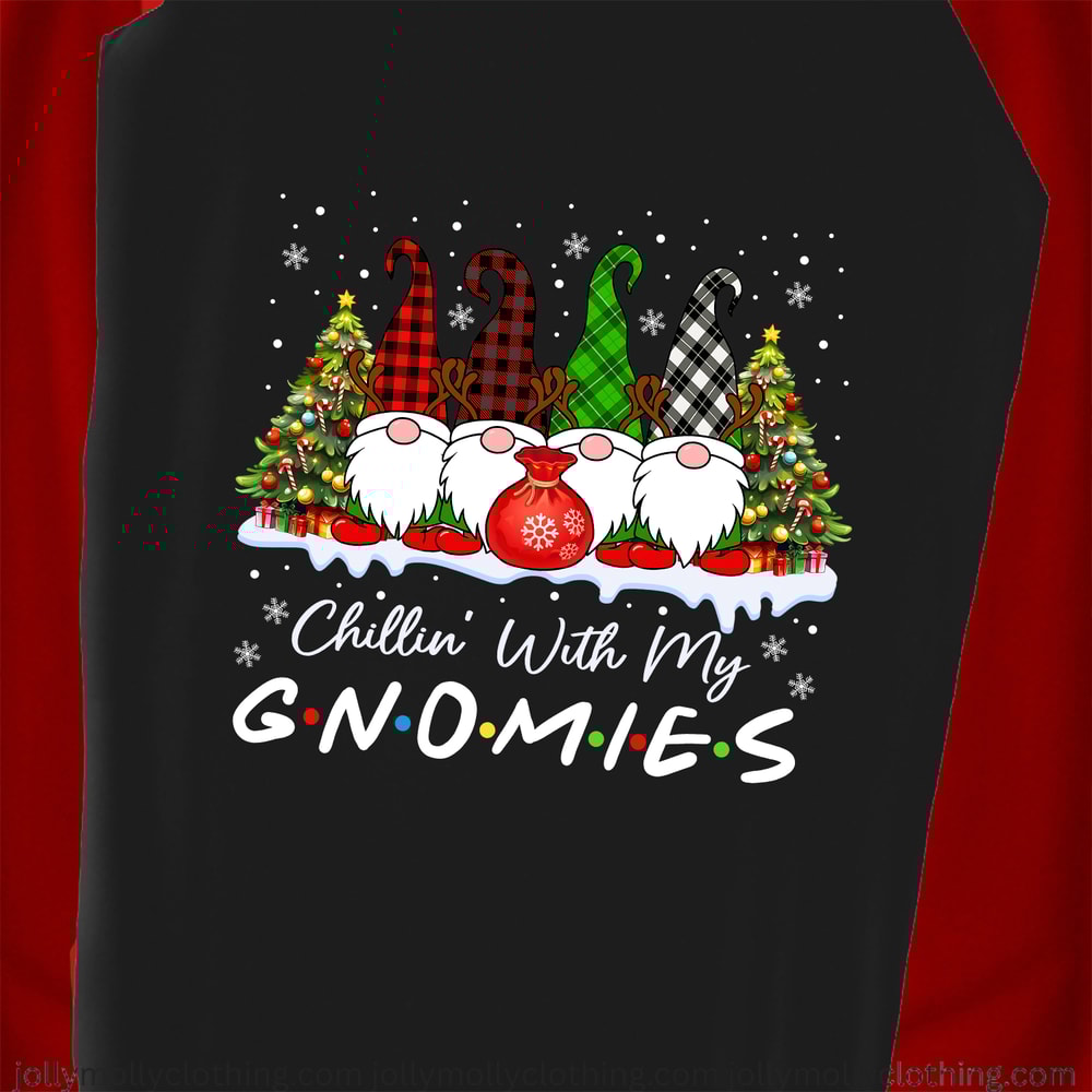 Black Red Plaid Chillin With My Gnomies Matching Christmas Family PJs 