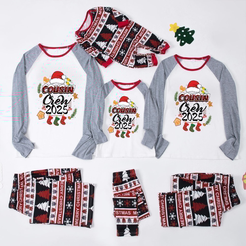 Cousin Crew 2025 Family Matching Christmas Pajamas for Adults Kids and Baby
