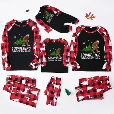 Squatching Through the Snow Bigfoot Matching Family Christmas Pajamas