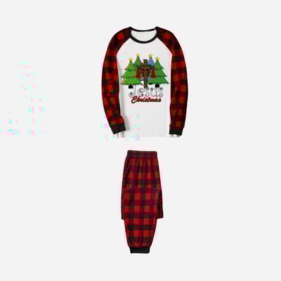 Jesus Christmas Red Buffalo Plaid Family Matching Pajama Set