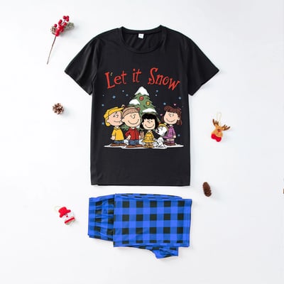 Let It Snow Peanuts Christmas Family Pajamas Short Sleeve