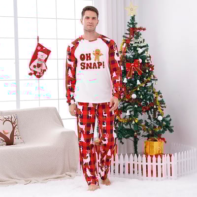 Oh Snap Gingerbread Man Red Plaid Matching Family Christmas PJs