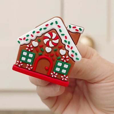 10 Pcs Christmas Button Covers Gingerbread House Shape