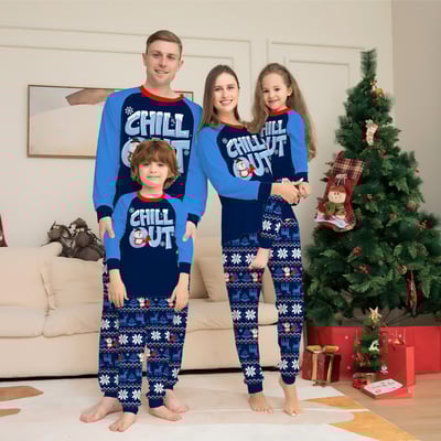 Chill Out Snowman Blue Christmas Family Matching Pajama Set