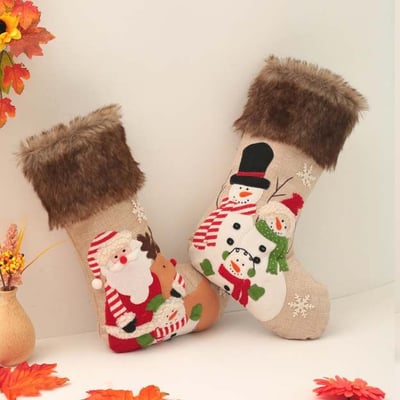 Santa and Snowman Christmas Stockings for Holiday Decorations