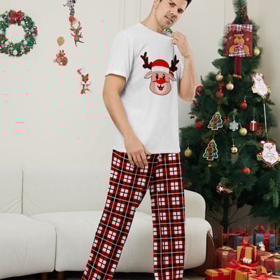 Cute Reindeer Christmas Matching Short Sleeve PJs for Family