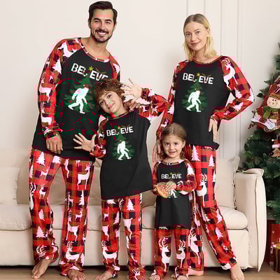 Believe Bigfoot Matching Family Christmas Pajamas