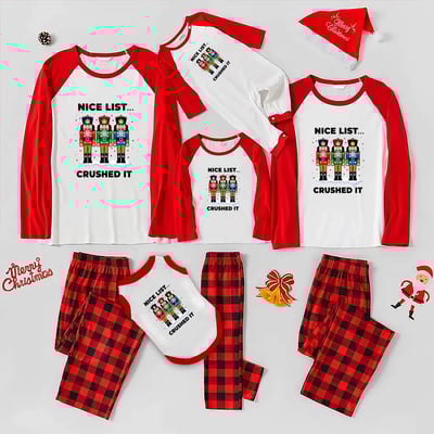 Nice List Crushed It Nutcracker Matching Family Christmas Pajama Set with Pet Shirt