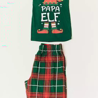 Christmas Elf Family Matching Pajamas Green Red Holiday Set&nbsp;