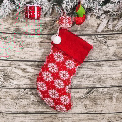 Christmas Tree Ornaments Knitted Woolen Christmas Socks Candy Gift Bag
