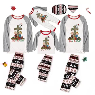 Joy To The World Peanuts Nativity Christmas Family Matching Pajamas