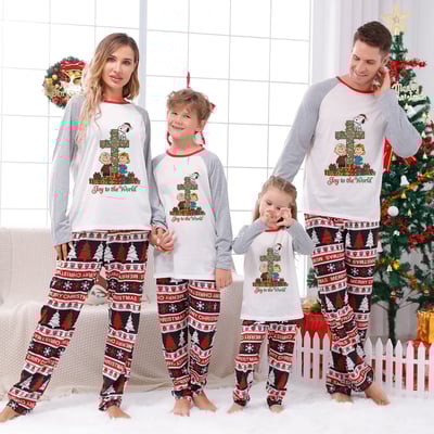 Joy To The World Peanuts Nativity Christmas Family Matching Pajamas
