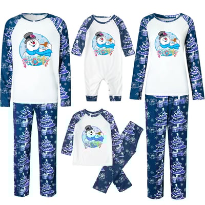 Frosty The Snowman Christmas Blue Matching Pajamas