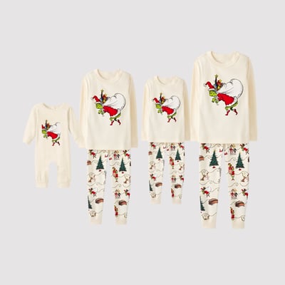 Green Christmas Mischief Character Family Matching Pajama Set