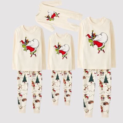 Green Christmas Mischief Character Family Matching Pajama Set