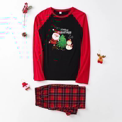 Red Plaid Merry Christmas Santa Family Matching Pajamas