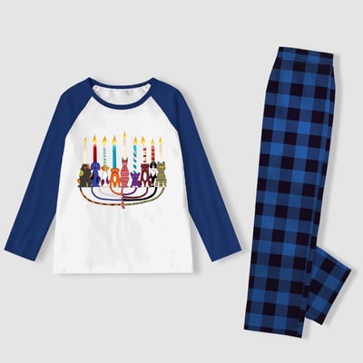 Adorable Dog Menorah Matching Hanukkah Pajama Set for Families