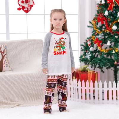 Oh Snap Gingerbread Christmas Matching Family Pajama Set Red and Gray