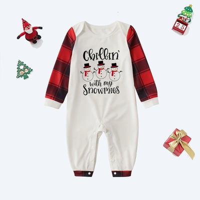 Chillin' with my Snowmies Red Plaids Family Matching Pajamas Set
