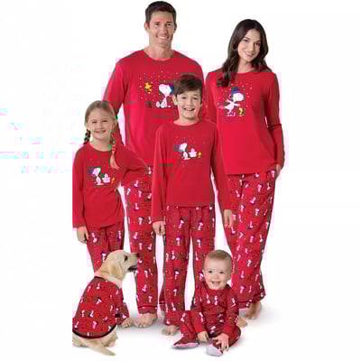 Snoopy Red Christmas Family Matching Pajamas with Dog Outfit