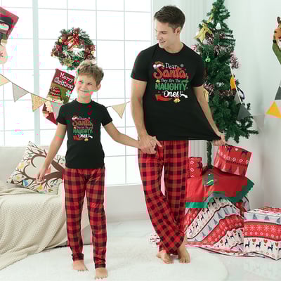 Dear Santa Naughty Ones Short Sleeve Matching Family Holiday Pajamas