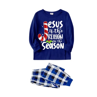 Jesus Is the Reason Blue Family Holiday PJs