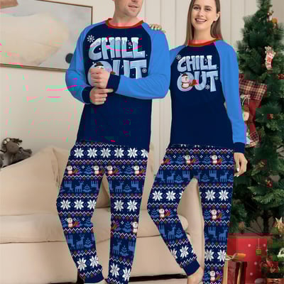 Chill Out Snowman Blue Christmas Family Matching Pajama Set