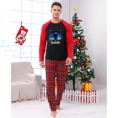 Believe Bigfoot Matching Family Christmas Pajama Set Red Plaid