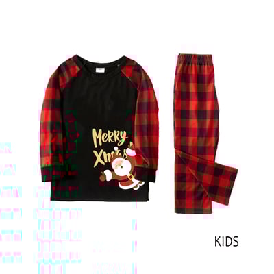 Merry Xmas Santa Red Plaid Family Matching Pajamas