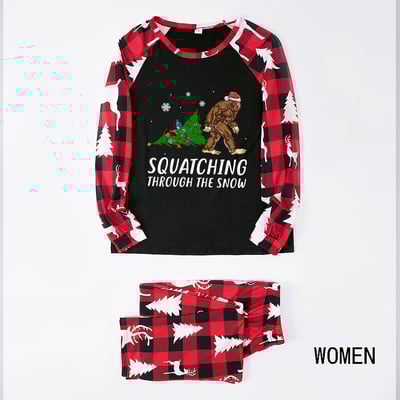 Squatching Through the Snow Bigfoot Matching Family Christmas Pajamas
