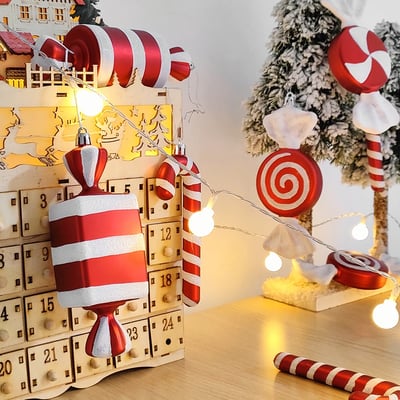 1Box Christmas Candy Cane Lollipop Hanging Ornaments 