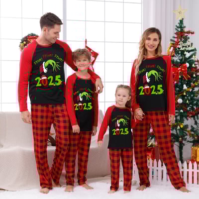 Grinch 2025 Stink Stank Stunk Family Matching Christmas Pajamas Plaid Set