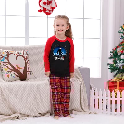 Believe Bigfoot Matching Family Christmas Pajama Set Red Plaid