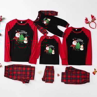 Red Plaid Merry Christmas Santa Family Matching Pajamas