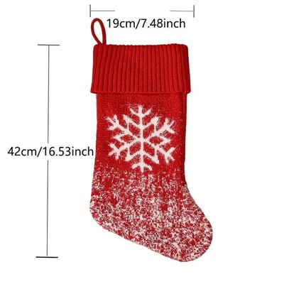 Red Knitted Christmas Stockings with Winter Holiday Patterns