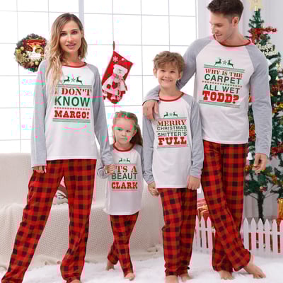 Funny Christmas Vacation Quotes Matching Family Christmas Pajama Set Red Plaid