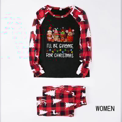 Black Red I’ll Be Gnome For Christmas Matching Family Pajamas 