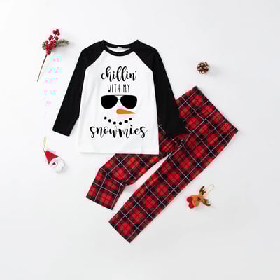 Chillin' with my Snowmies Black Red Christmas Family Matching Pajamas