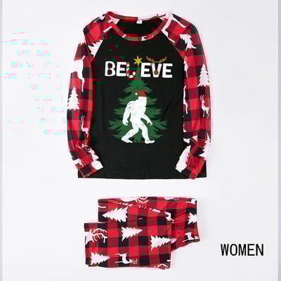 Believe Bigfoot Matching Family Christmas Pajamas