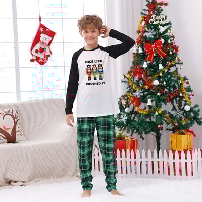 Nutcracker Matching Family Christmas Pajamas Green Plaid