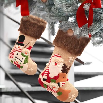 Santa and Snowman Christmas Stockings for Holiday Decorations